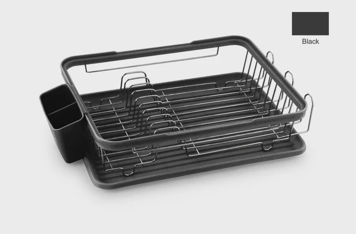 Chrome/Black Dish Rack with Tray