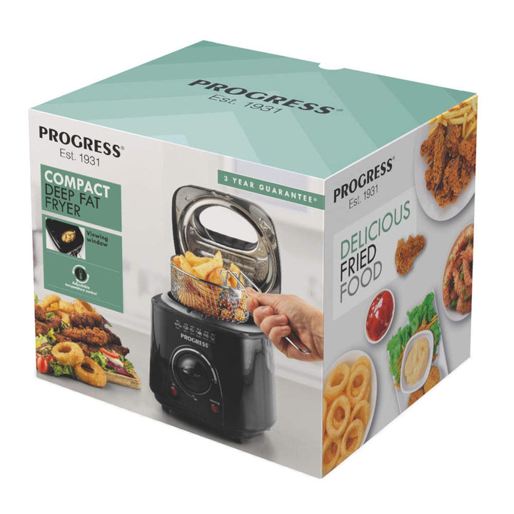 Progress 1L Compact Deep Fat Fryer – Black