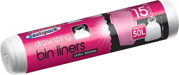 50L Pack Of 15 Draw String Bin Liner***
