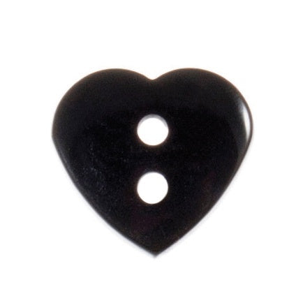 Buttons: Heart: 15mm: Black