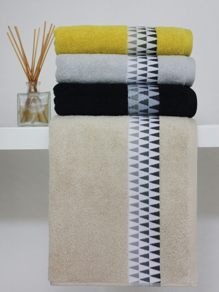 Stratus 100% Turkish Cotton Geometric Beige Hand Towel