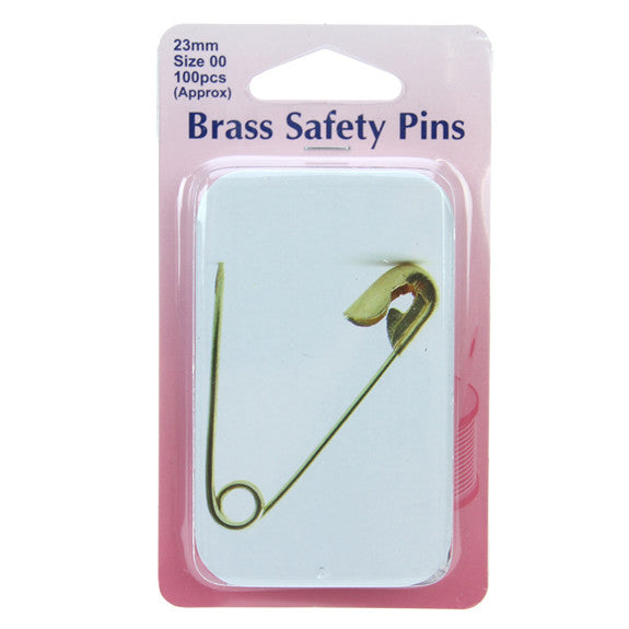 Safety Pins in Tin: Brass: 23mm: 100 Pieces