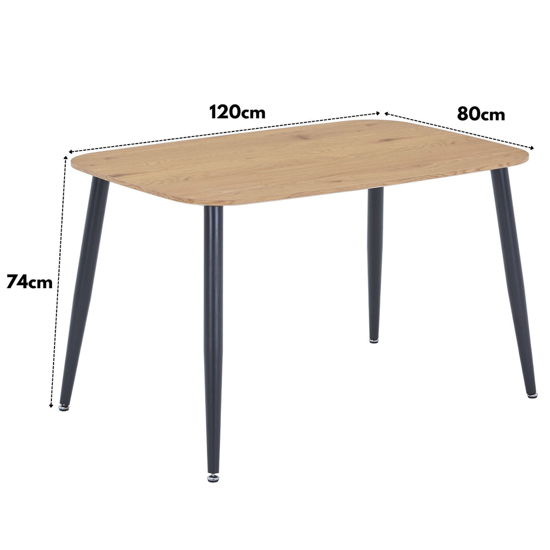 Aspen Light Oak Rectangular Table &amp; 4 Diamond Stitch Natural Fabric Chairs