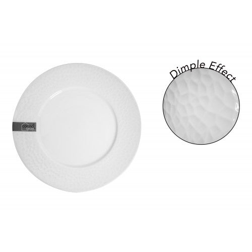 Coco and Gray hammered white dinner plate