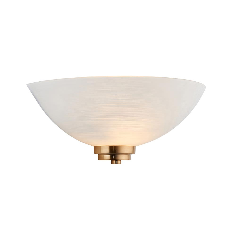 Welles wall light in aged brass with white glass shade