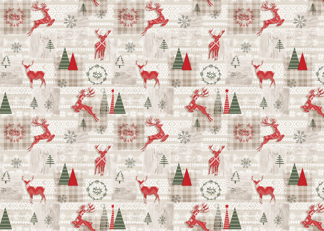 Wipeclean Xmas Table Cloth 140cm/54in By The Metre 1152-1