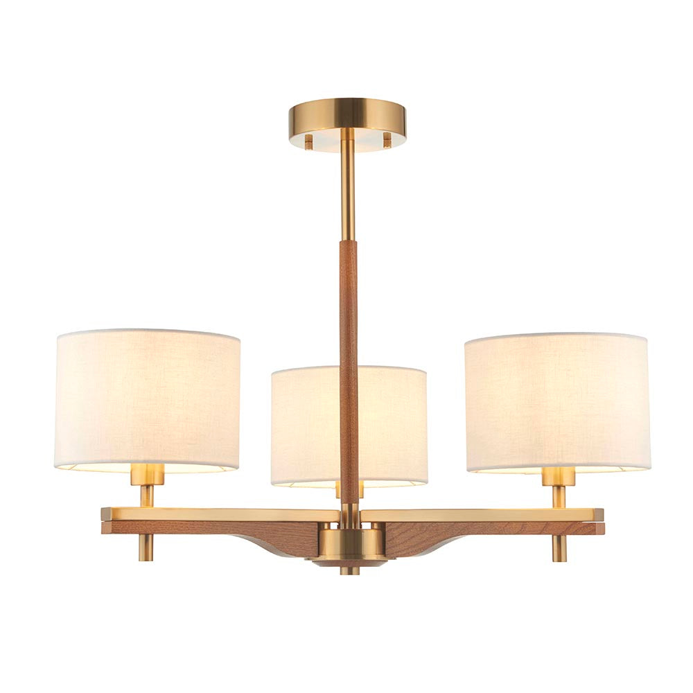 Heathcliff 3lt Semi Flush - Br Aged Brass/Natural Linen (DHD)