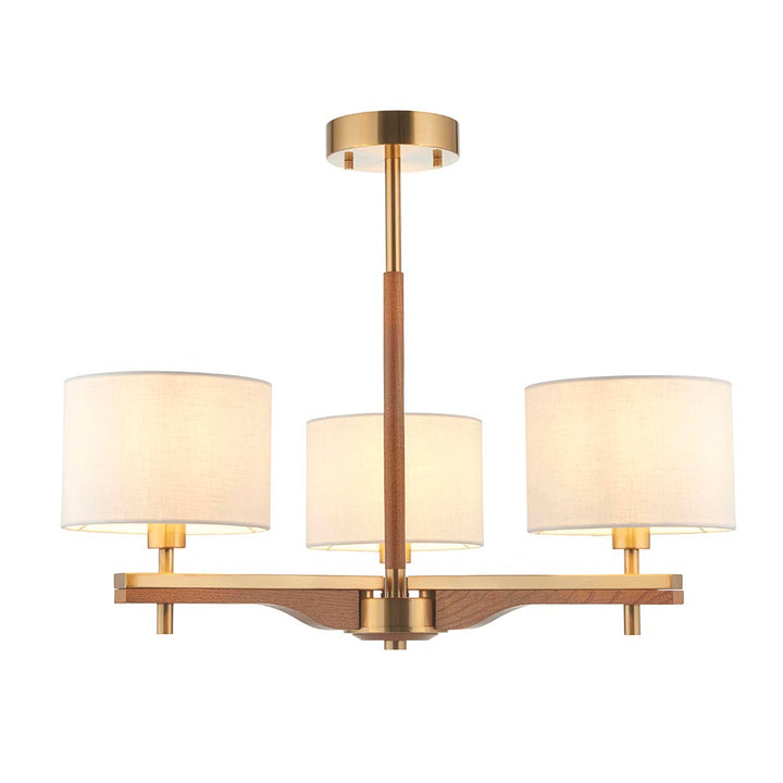 Heathcliff 3lt Semi Flush - Br Aged Brass/Natural Linen (DHD)
