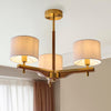 Heathcliff 3lt Semi Flush - Br Aged Brass/Natural Linen (DHD)