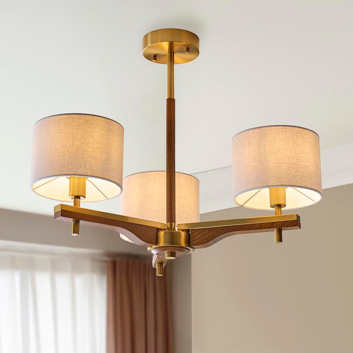 Heathcliff 3lt Semi Flush - Br Aged Brass/Natural Linen (DHD)