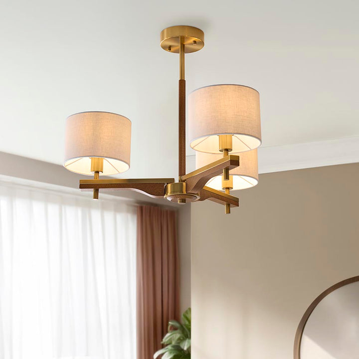 Heathcliff 3lt Semi Flush - Br Aged Brass/Natural Linen (DHD)