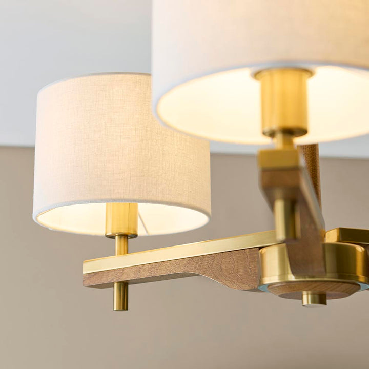 Heathcliff 3lt Semi Flush - Br Aged Brass/Natural Linen (DHD)
