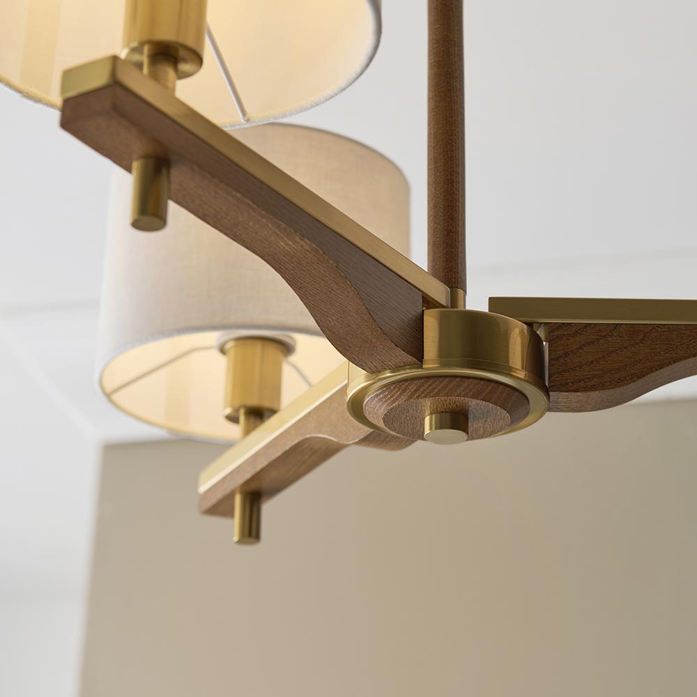 Heathcliff 3lt Semi Flush - Br Aged Brass/Natural Linen (DHD)