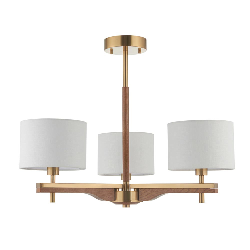 Heathcliff 3lt Semi Flush - Br Aged Brass/Natural Linen (DHD)