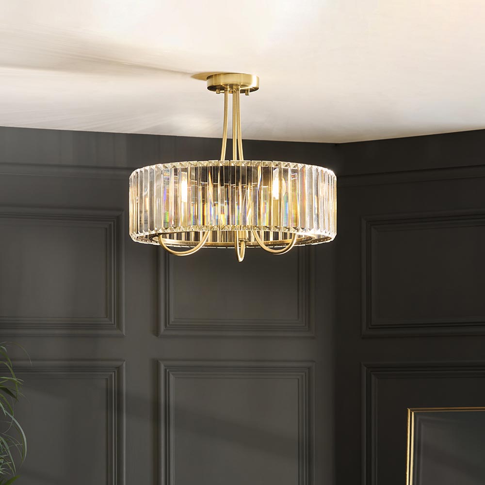 Visconti 3Lt Semi Flush - Antique Brass (DHD)