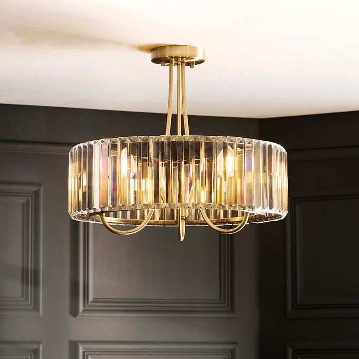 Visconti 3Lt Semi Flush - Antique Brass (DHD)