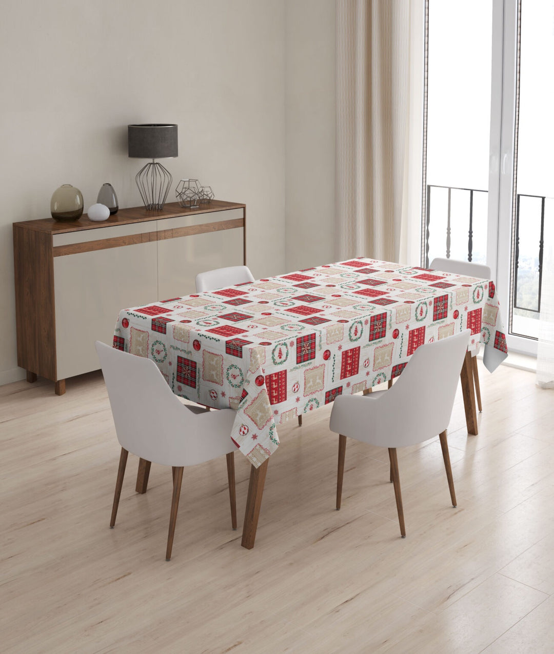 Wipeclean Xmas Table Cloth 140cm/54in By The Metre 1204-1