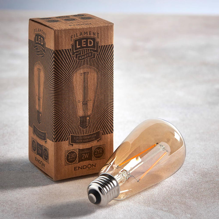 E27 LED filament pear - 2 pack (DHD)