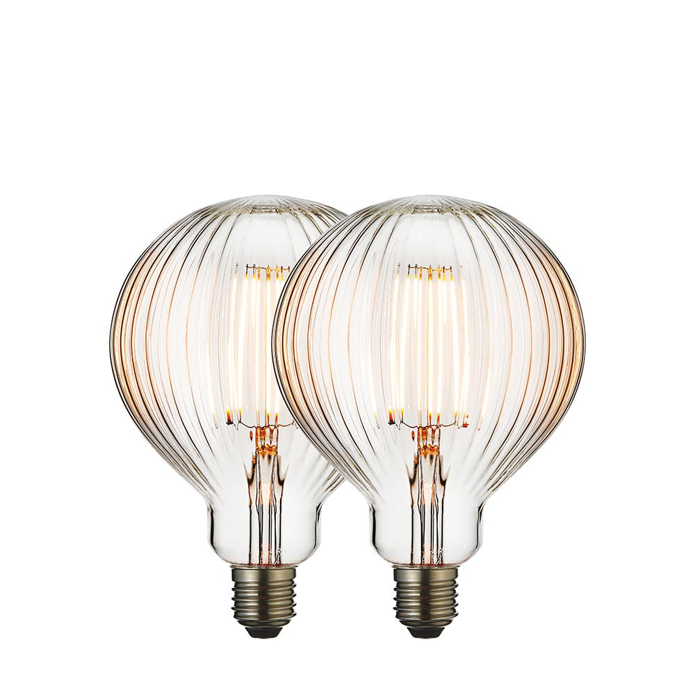 E27 Ribb Globe 125mm Dia - 2 pack (DHD)
