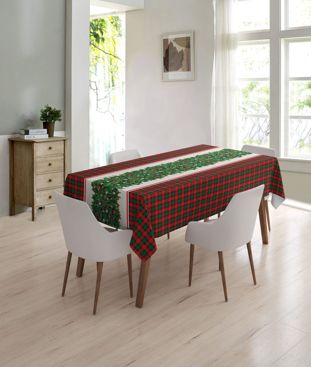 Wipeclean Xmas Table Cloth 140cm/54in By The Metre 1229-1