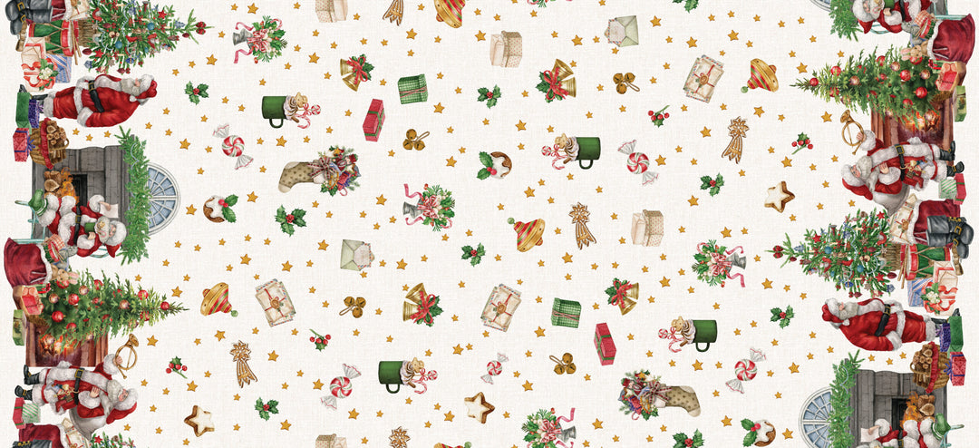 Wipeclean Xmas Table Cloth 140cm/54in By The Metre 1263-1