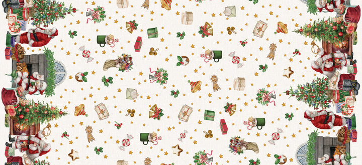 Wipeclean Xmas Table Cloth 140cm/54in By The Metre 1263-1