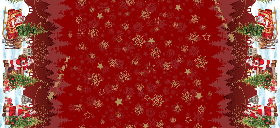 Wipeclean Xmas Table Cloth 140cm/54in By The Metre 1264-1