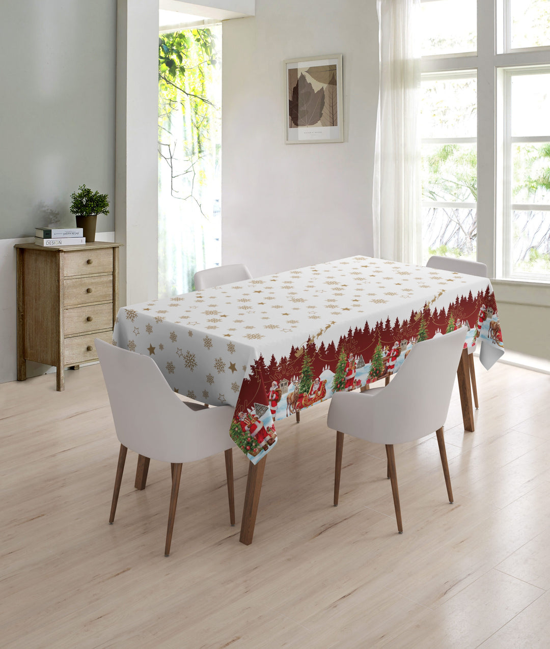 Wipeclean Xmas Table Cloth 140cm/54in By The Metre 1264-3