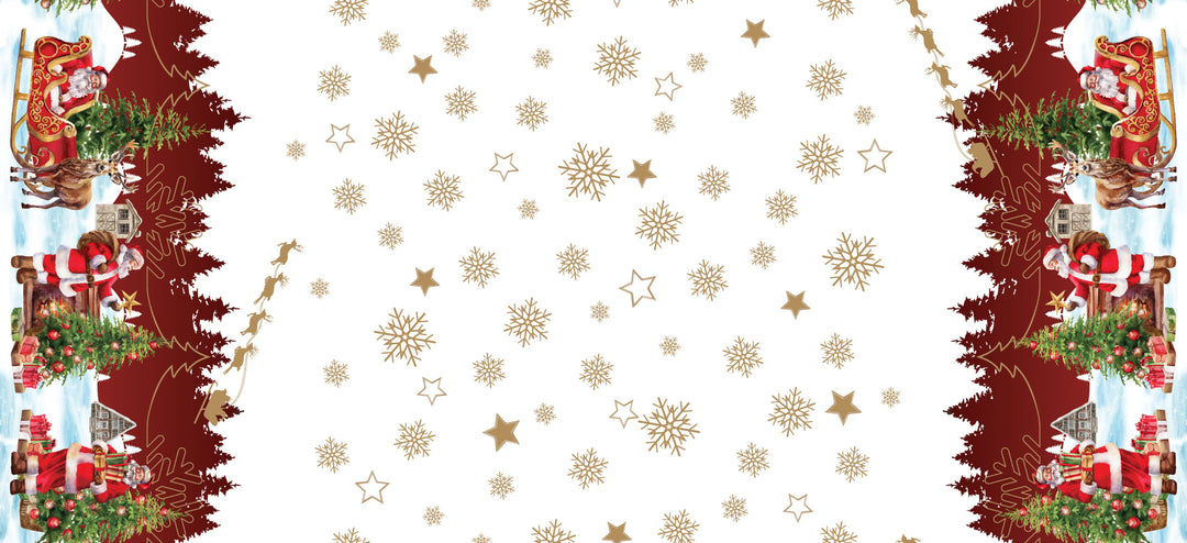 Wipeclean Xmas Table Cloth 140cm/54in By The Metre 1264-3