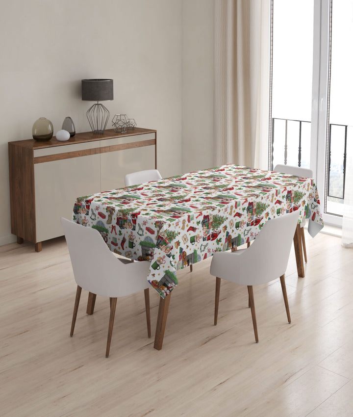 Wipeclean Xmas Table Cloth 140cm/54in By The Metre 1267-1