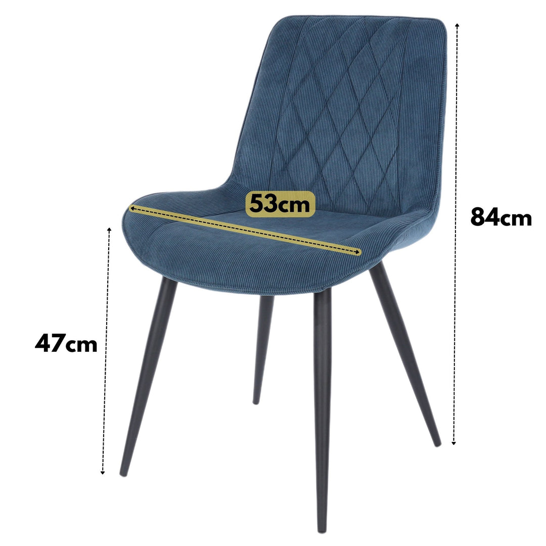 Aspen Light Oak Rectangular Table &amp; 4 Diamond Stitch Blue Cord Fabric Chairs