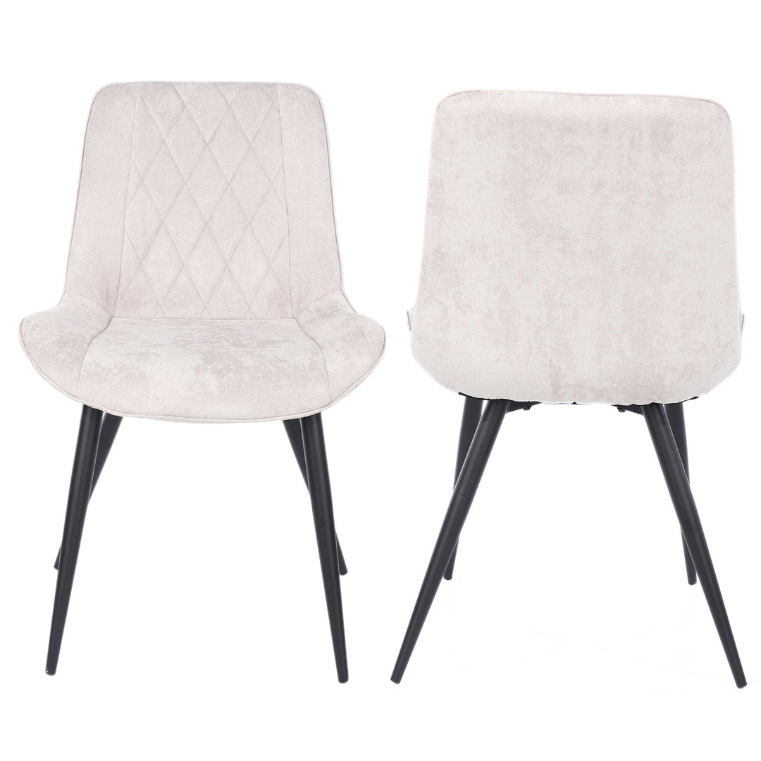 Aspen Light Oak Rectangular Table &amp; 4 Diamond Stitch Natural Fabric Chairs