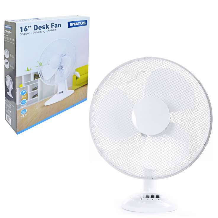 Status Desk Fan White 16in