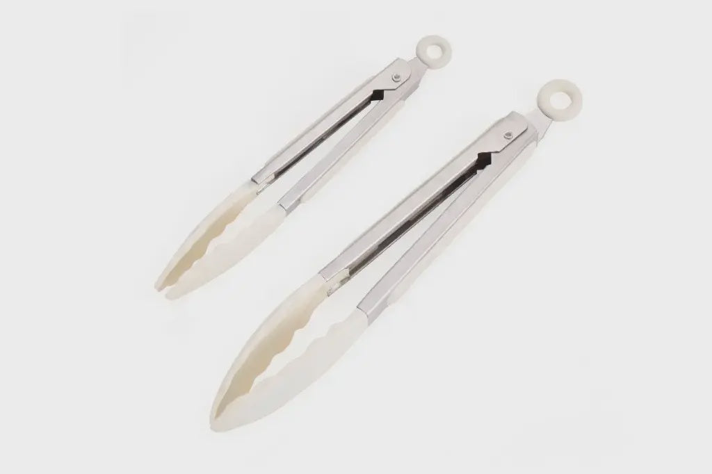 Casa & Casa Set 2 Food Tongs 7" + 9" Silicone Head - Almond