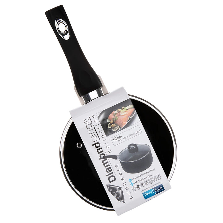 Diamond Range 18cm Non-Stick Saucepan & Glass Lid