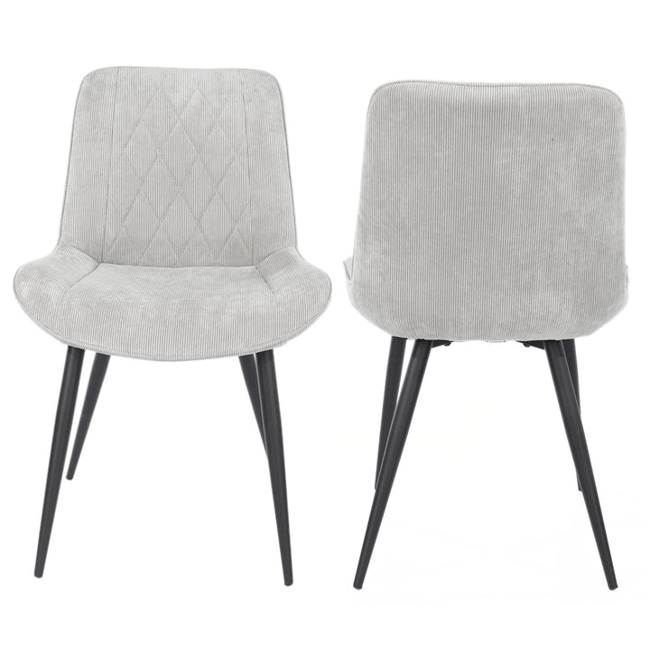 Aspen Light Oak Rectangular Table &amp; 4 Diamond Stitch Light Grey Cord Fabric Chairs
