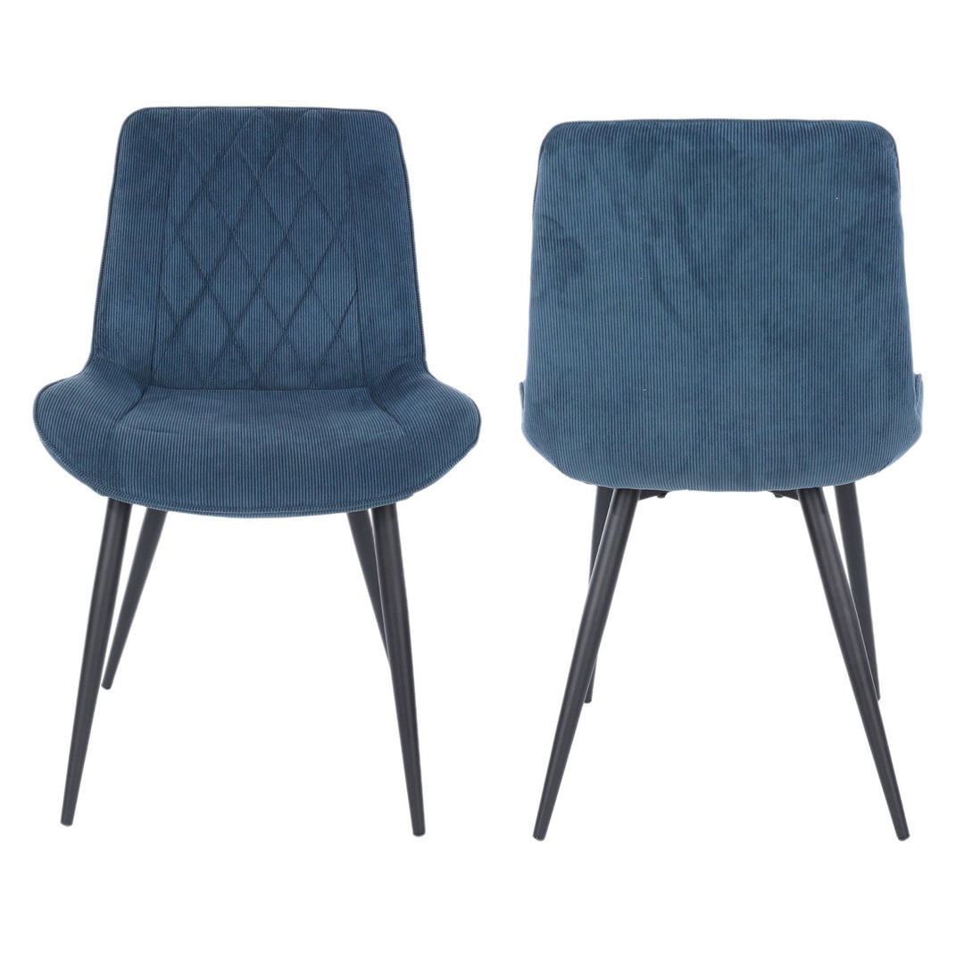 Aspen Light Oak Rectangular Table &amp; 4 Diamond Stitch Blue Cord Fabric Chairs