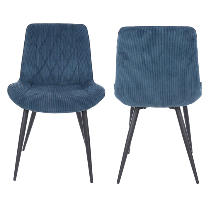 Aspen Light Oak Rectangular Table &amp; 4 Diamond Stitch Blue Cord Fabric Chairs