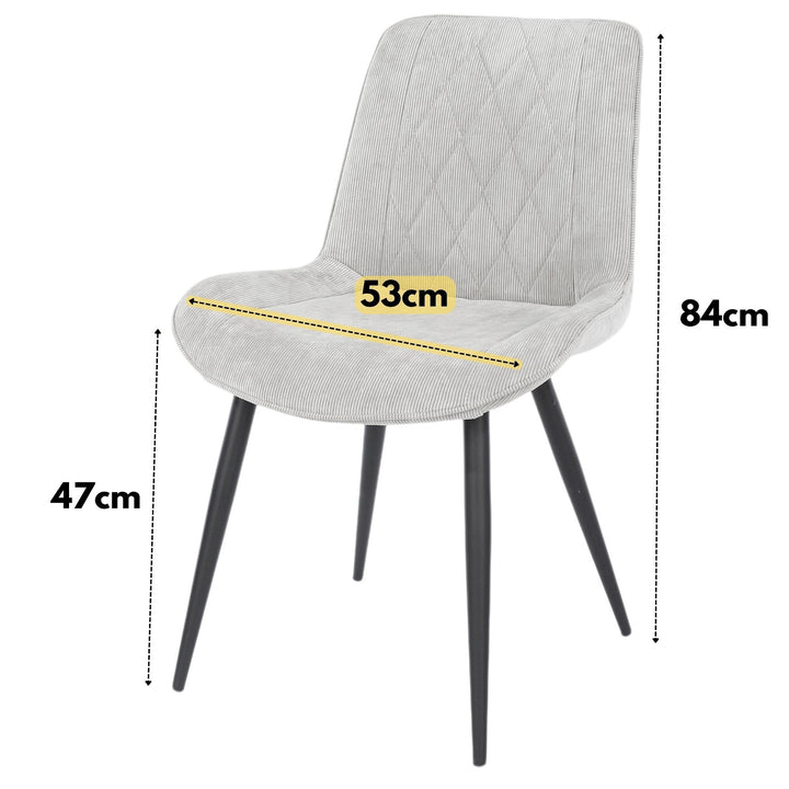 Aspen Light Oak Rectangular Table &amp; 4 Diamond Stitch Light Grey Cord Fabric Chairs