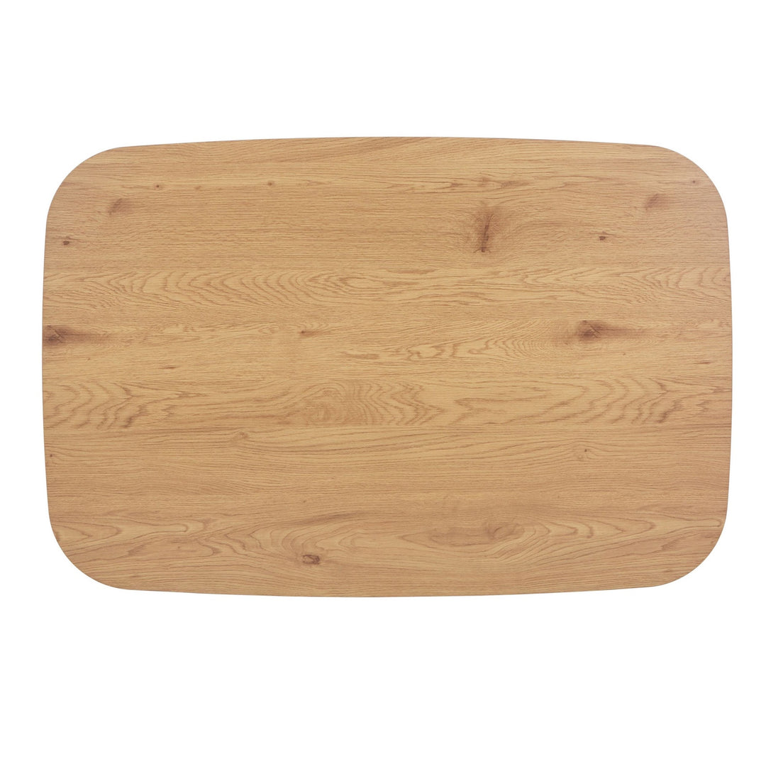 Aspen Light Oak Rectangular Table &amp; 4 Diamond Stitch Natural Fabric Chairs