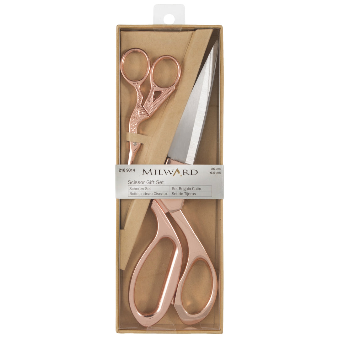 Milward Scissors: Gift Set: Dressmaker's (20cm) and Embroidery (9.5cm): Rose Gold