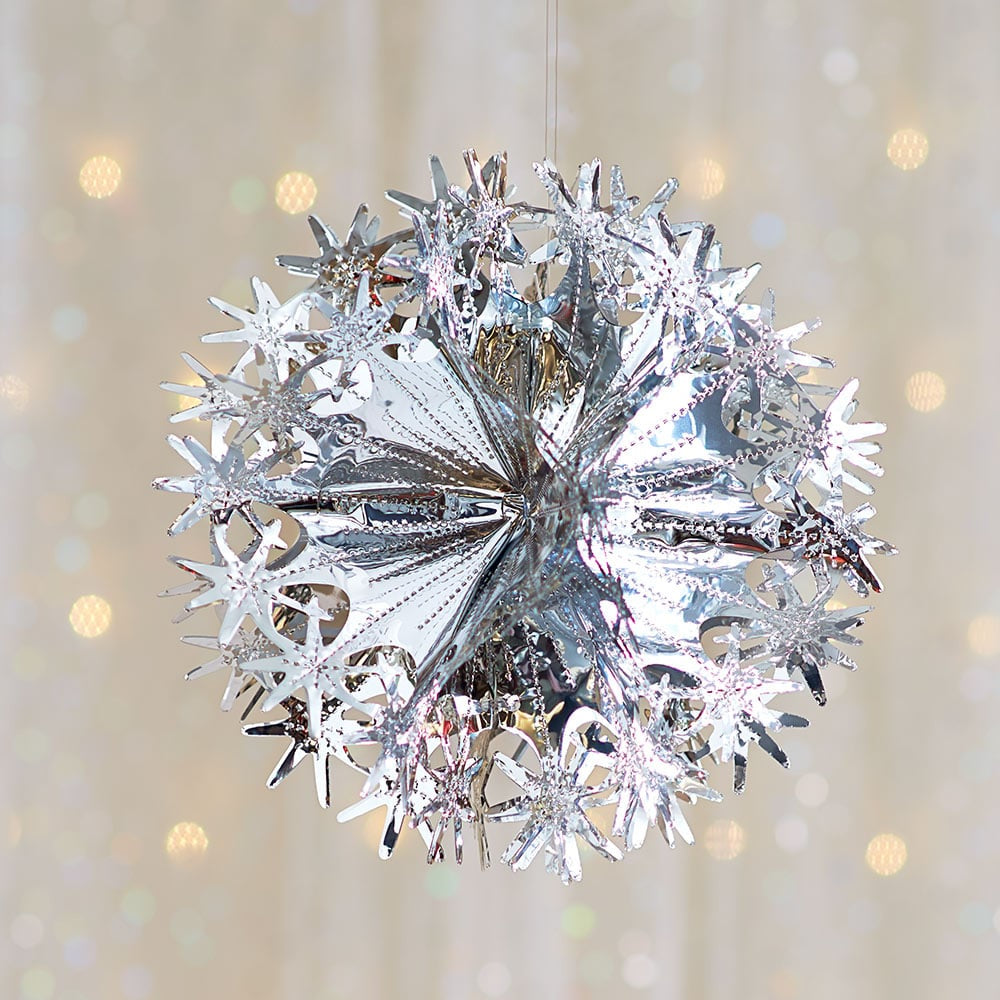 27X27cm Foil Hanging Snowflake Decoration Silver (M)