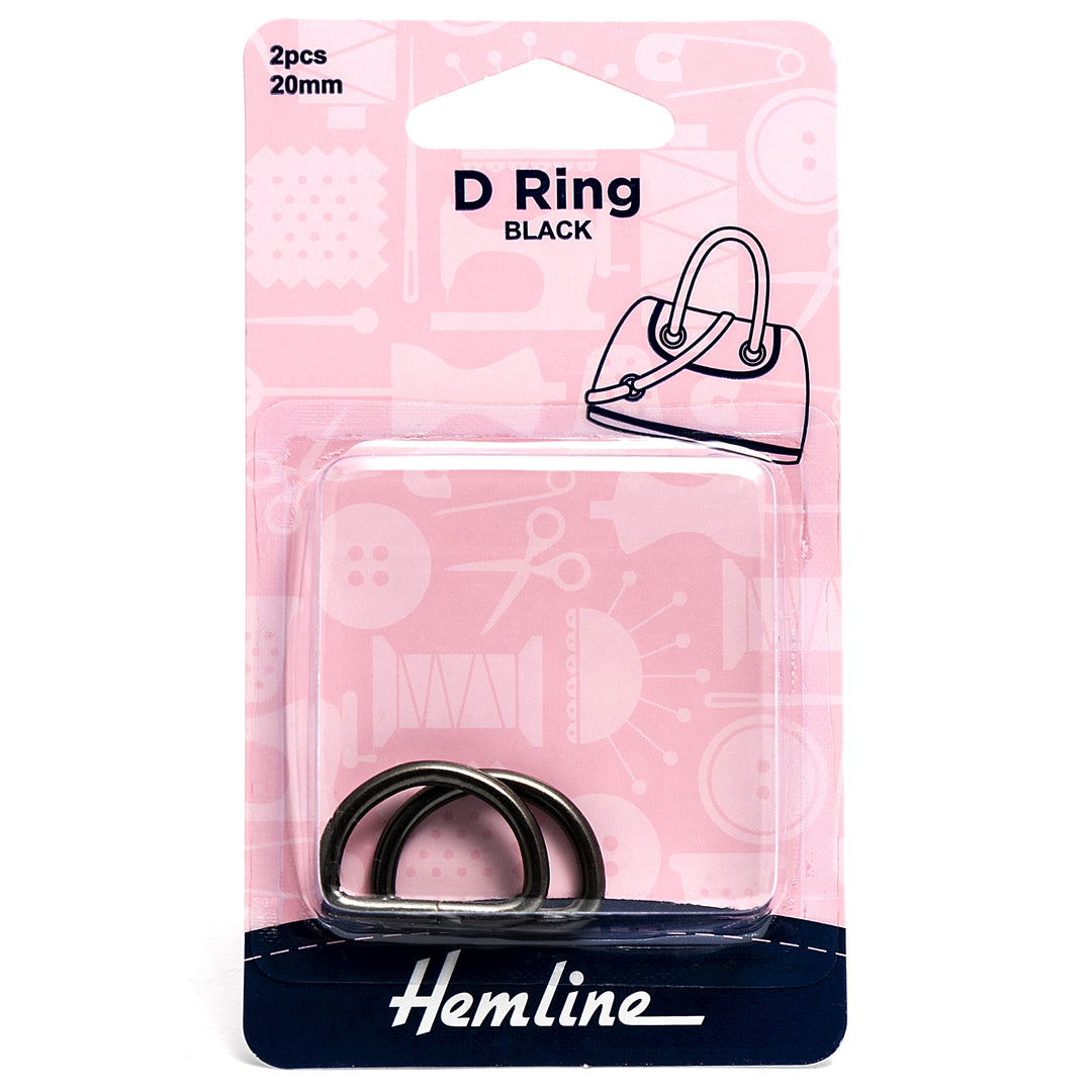 D Ring: 20mm: Nickel Black: 2 Pieces