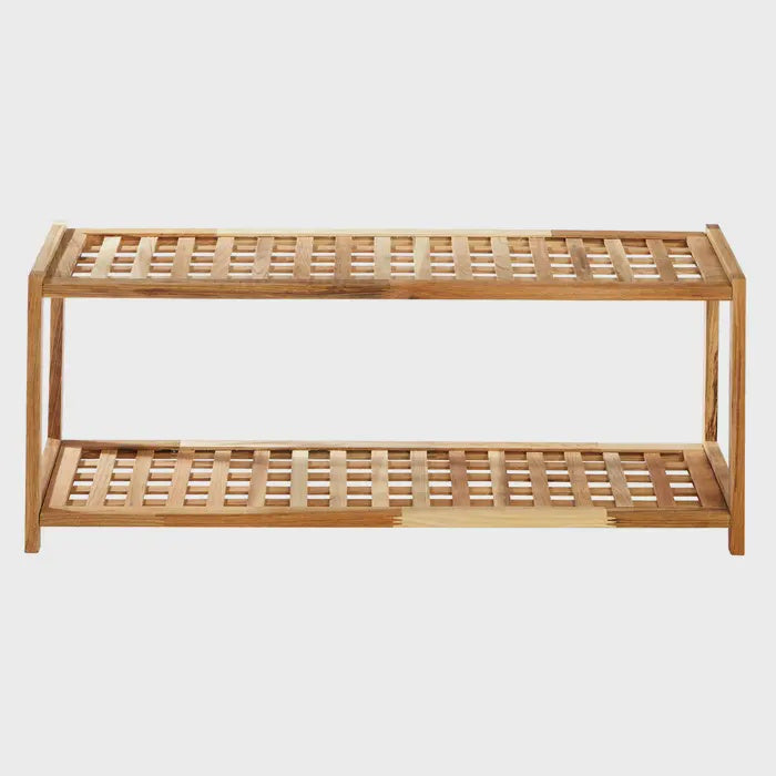 Arla 2 tier walnut wood shoe rack