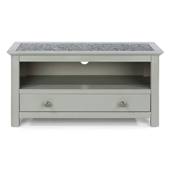 Perth TV Unit With Drawer Stone Top Grey