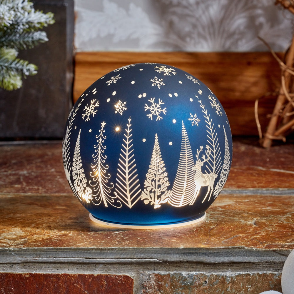 Three Kings Wonder Globe Light Ornament - Sapphire Blue 11cm