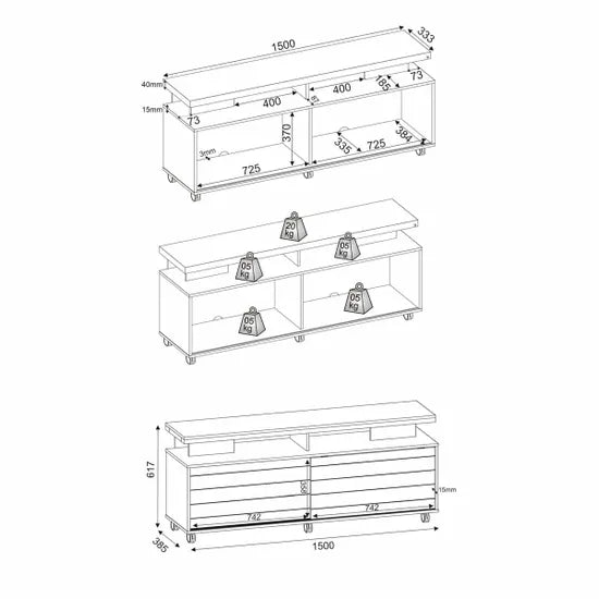 Vision Widescreen TV Unit Grey