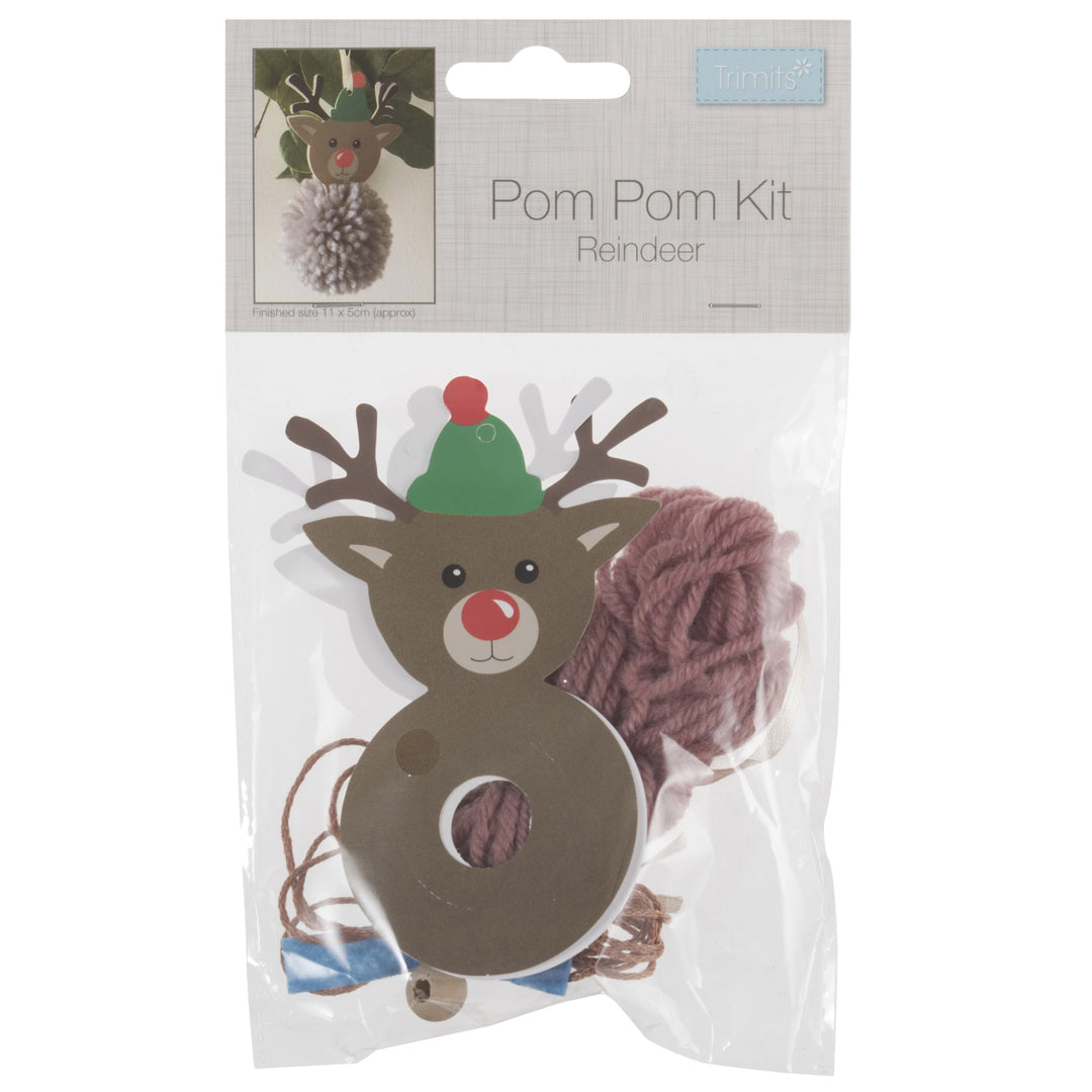 Pom Pom Decoration Kit: Christmas: Reindeer: Pack of 1