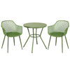 3 Piece Bistro Garden SET, Pair Of Lattice Armchairs & Round Plastic Table, Moss Green (Self Assembly) (DHD) Image 1