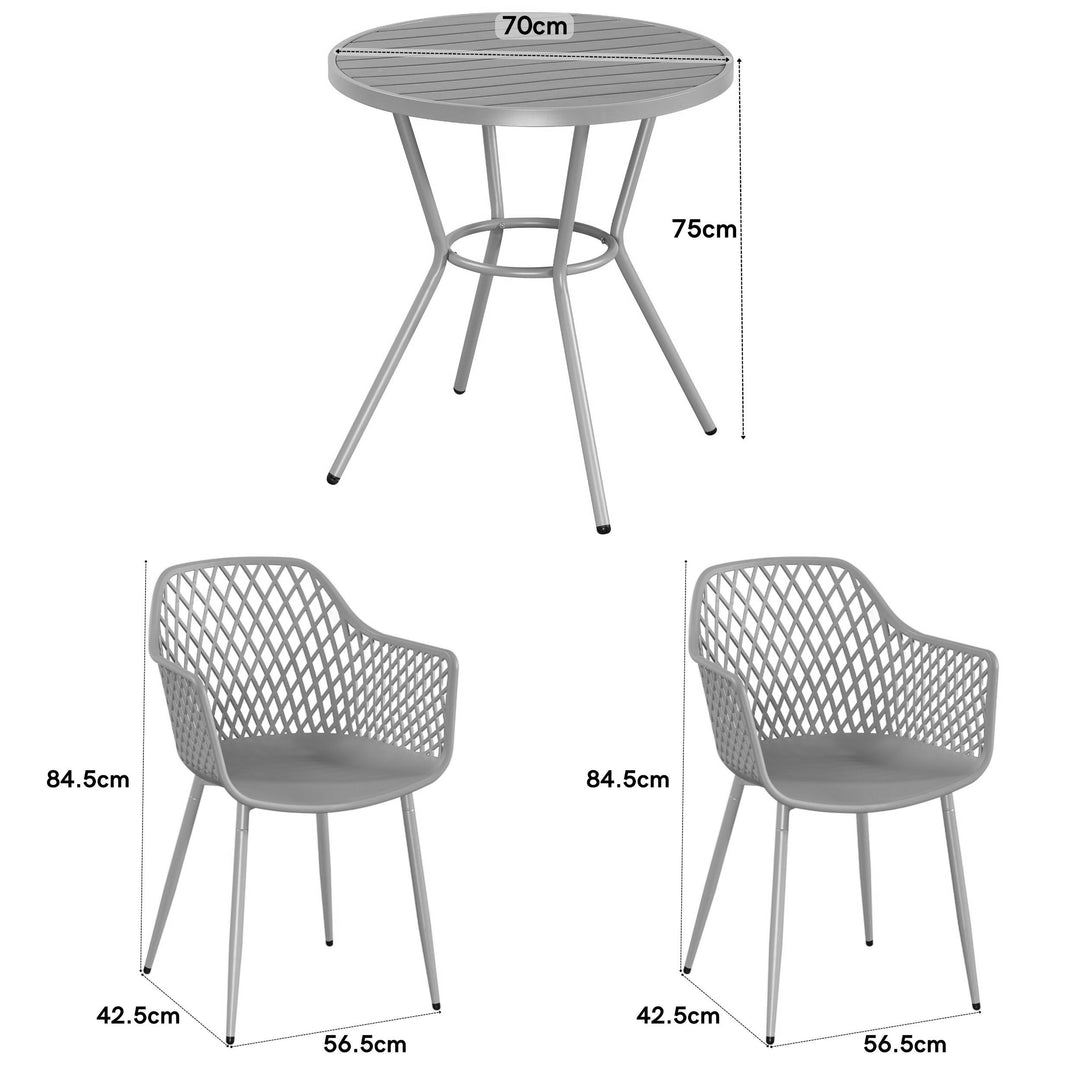 3 Piece Bistro Garden SET, Pair Of Lattice Armchairs & Round Plastic Table, Terracotta (Self Assembly) (DHD) Image 2